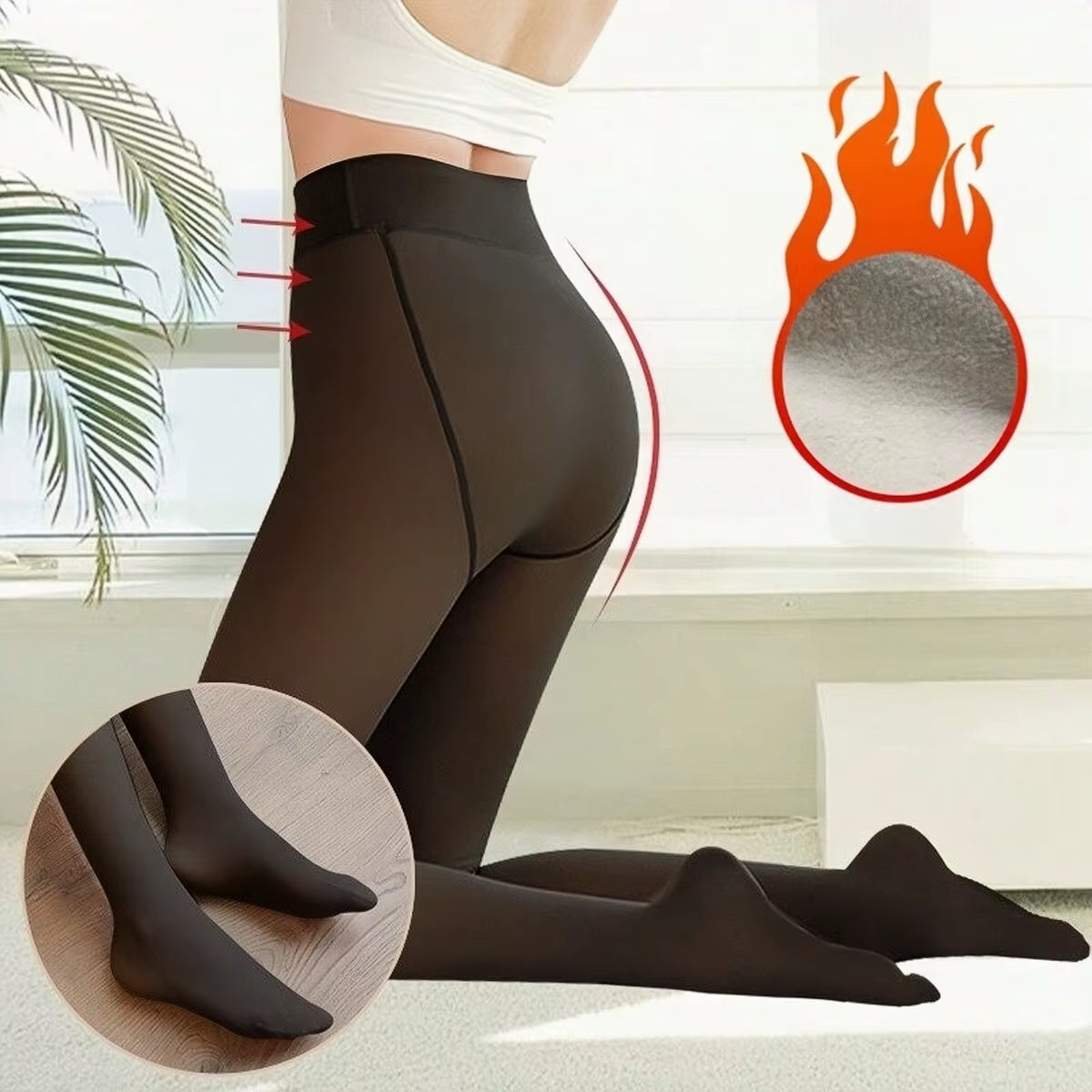 300G Warm Fleece Lined Tights Women Winter Thermal Sexy Tights Wool Fake Translucent Pantyhose Stockings