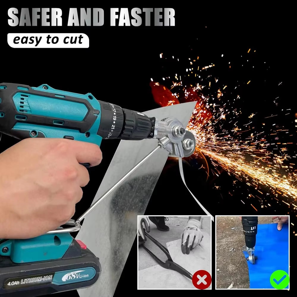 Electric Drill Plate Cutter Attachment Metal Double Headed Sheet Cutting Tool Cut Plate Punch Shears Drill for Copper Cutter