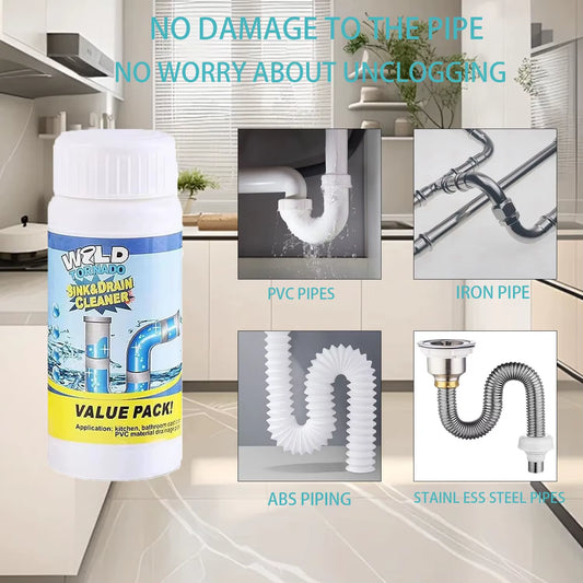 110G Powerful Drain Cleaner – Fast Foaming Kitchen, Sink & Toilet Cleaner