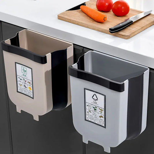 1-2PCS Kitchen Garbage Bin Hanging Foldable Household Sanitary Bin Cabinet Door Wall Mounted Storage Bin for Kitchen Trash Can
