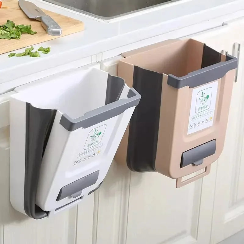 1-2PCS Kitchen Garbage Bin Hanging Foldable Household Sanitary Bin Cabinet Door Wall Mounted Storage Bin for Kitchen Trash Can