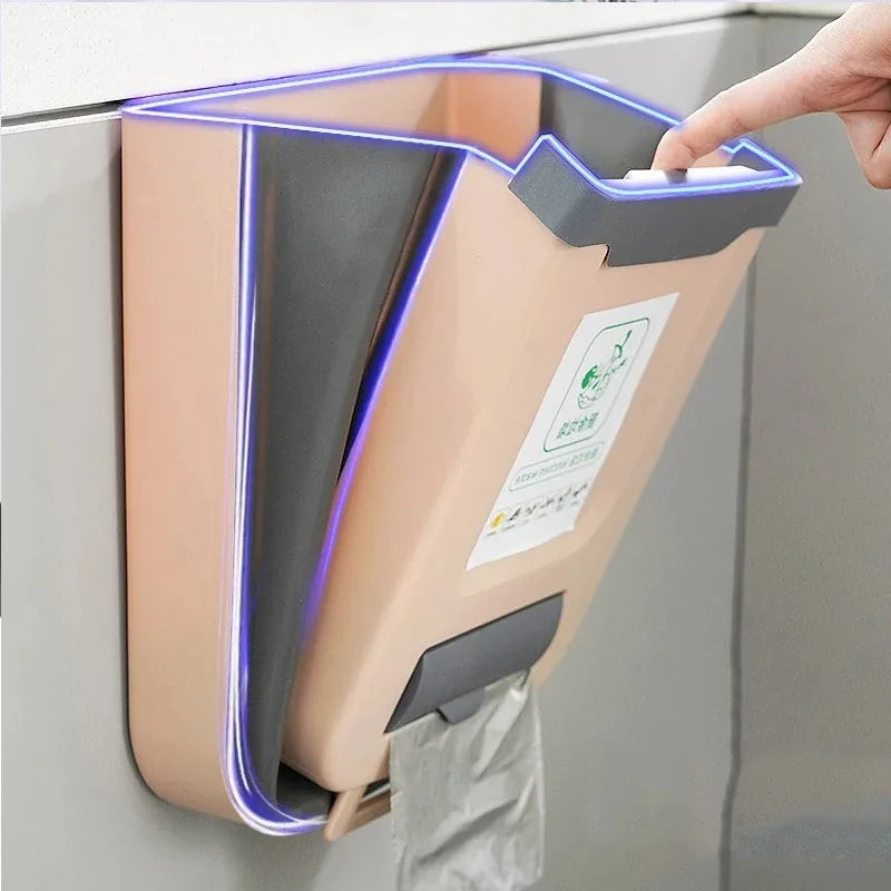 1-2PCS Kitchen Garbage Bin Hanging Foldable Household Sanitary Bin Cabinet Door Wall Mounted Storage Bin for Kitchen Trash Can