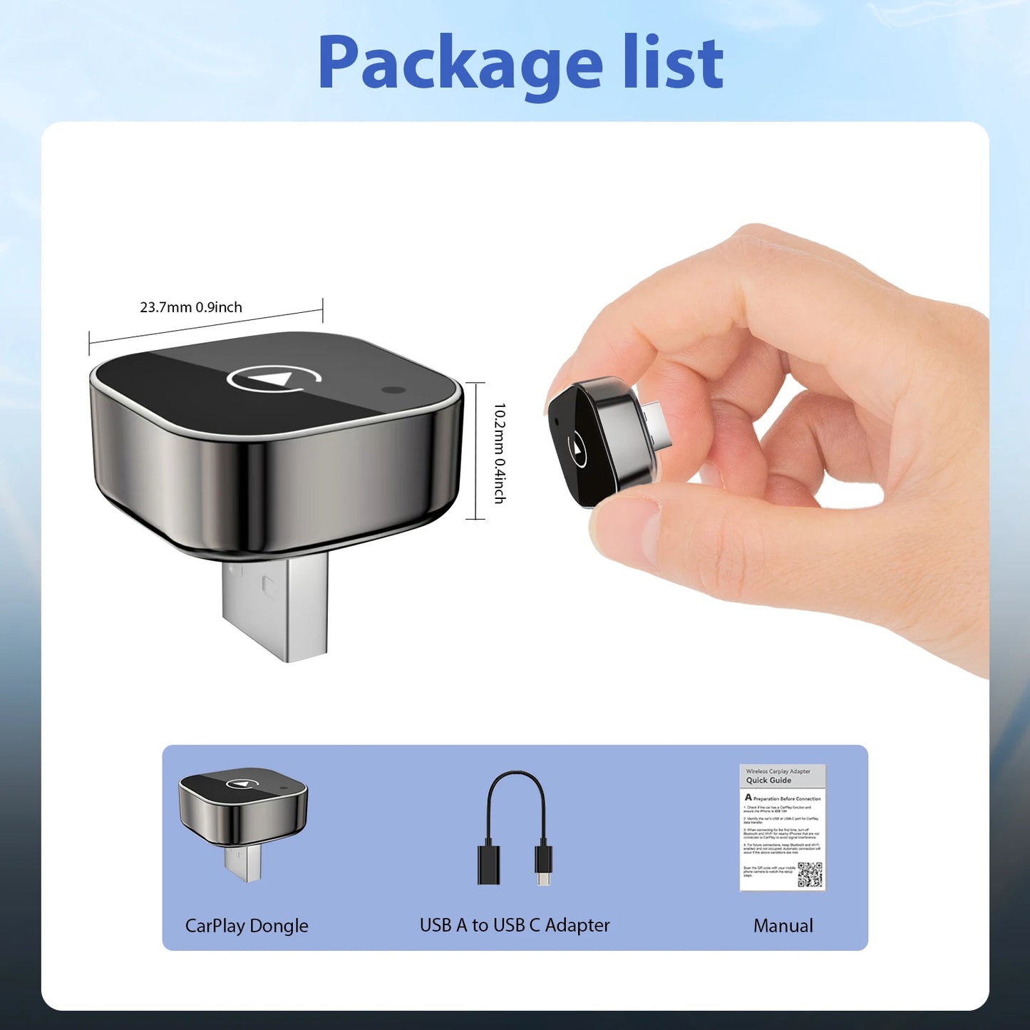 2026 Pionray Wireless CarPlay & Android Auto Adapter 2-in-1 – 5GHz WiFi, USB-C & USB, Plug & Play for Factory Wired Systems