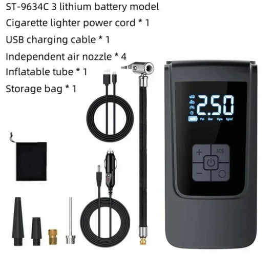 Portable Air Compressor for Car – 12V Electric Tire Inflator for Cars, Motorcycles & Bikes