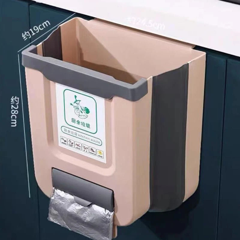 1-2PCS Kitchen Garbage Bin Hanging Foldable Household Sanitary Bin Cabinet Door Wall Mounted Storage Bin for Kitchen Trash Can