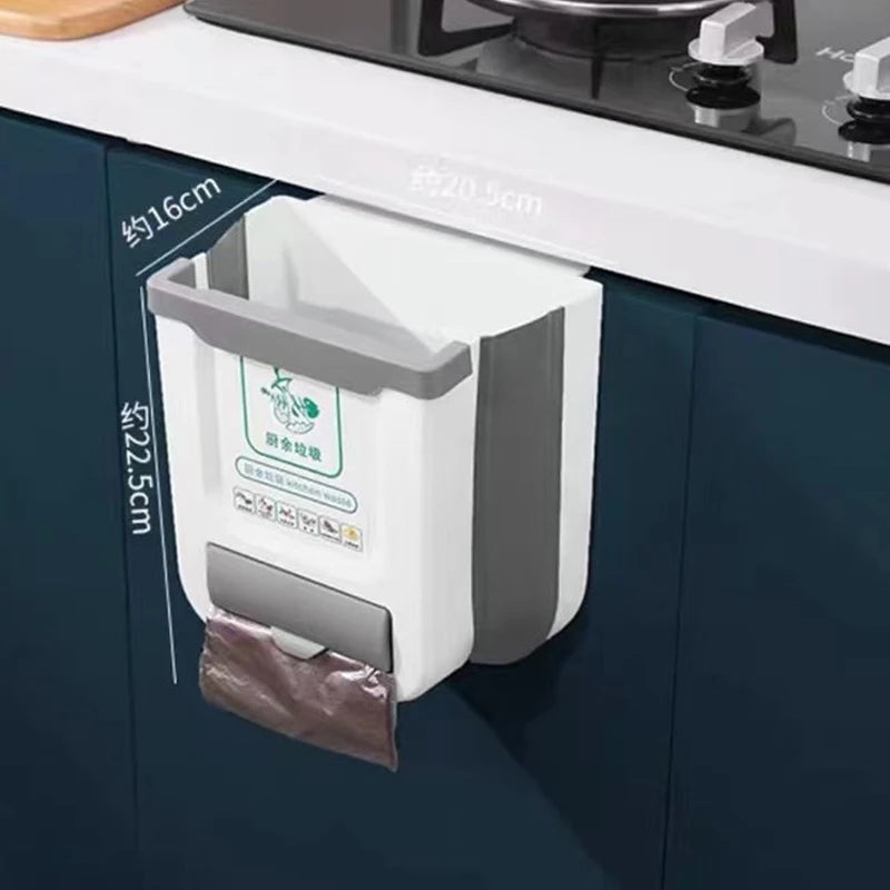 1-2PCS Kitchen Garbage Bin Hanging Foldable Household Sanitary Bin Cabinet Door Wall Mounted Storage Bin for Kitchen Trash Can