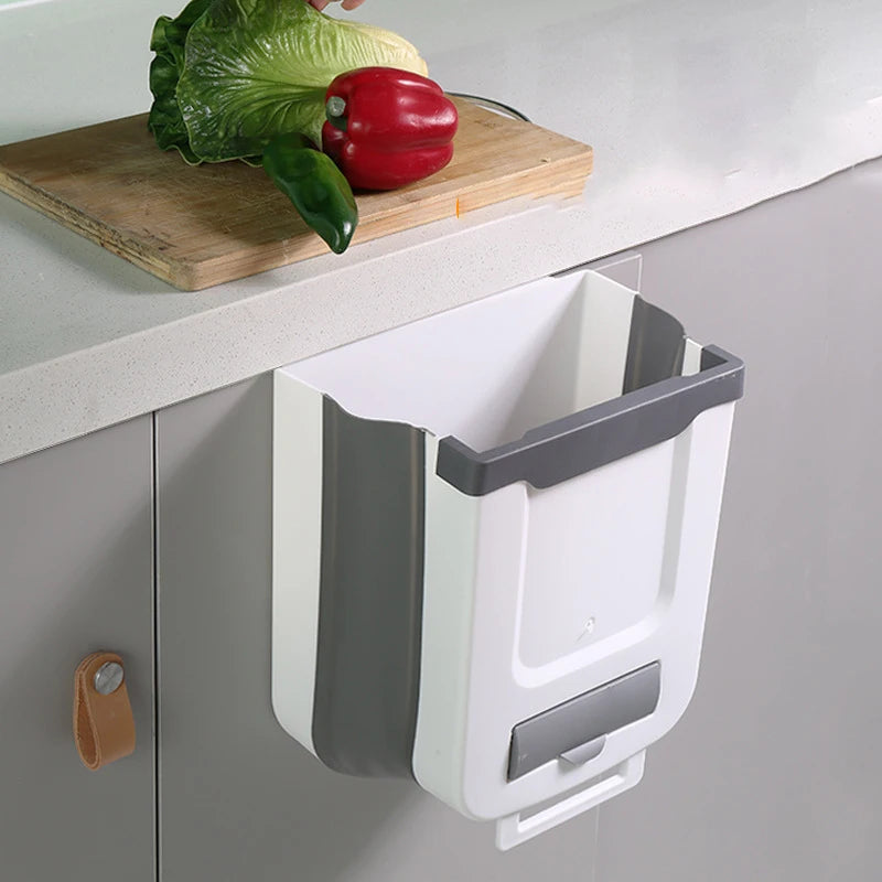 1-2PCS Kitchen Garbage Bin Hanging Foldable Household Sanitary Bin Cabinet Door Wall Mounted Storage Bin for Kitchen Trash Can