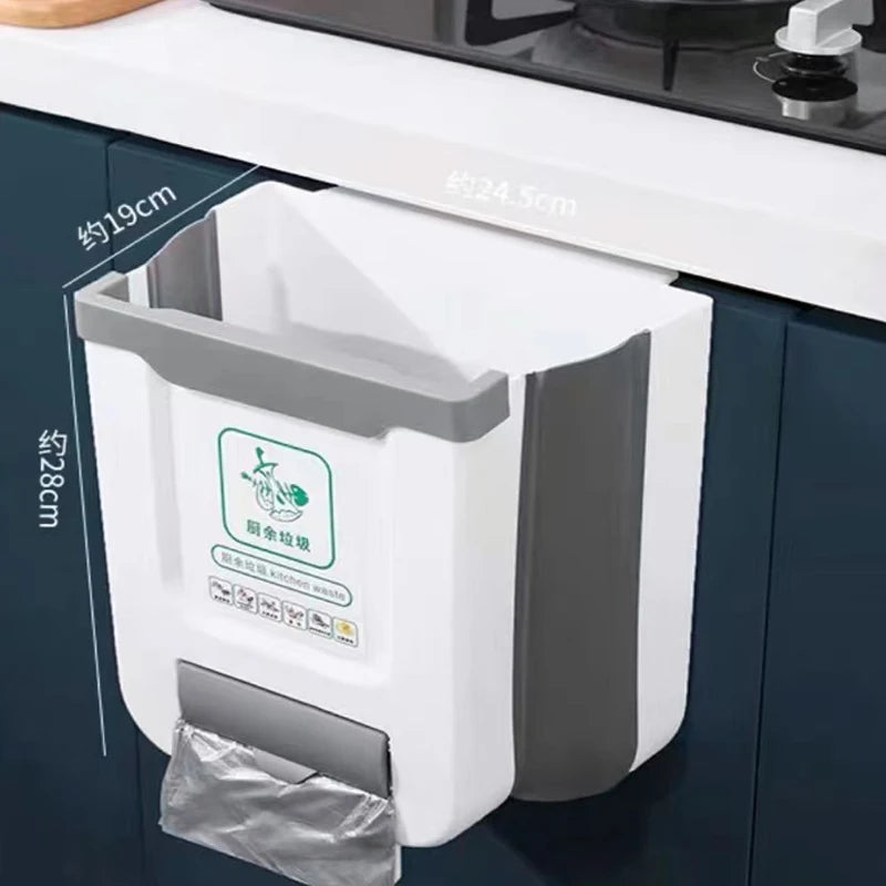 1-2PCS Kitchen Garbage Bin Hanging Foldable Household Sanitary Bin Cabinet Door Wall Mounted Storage Bin for Kitchen Trash Can