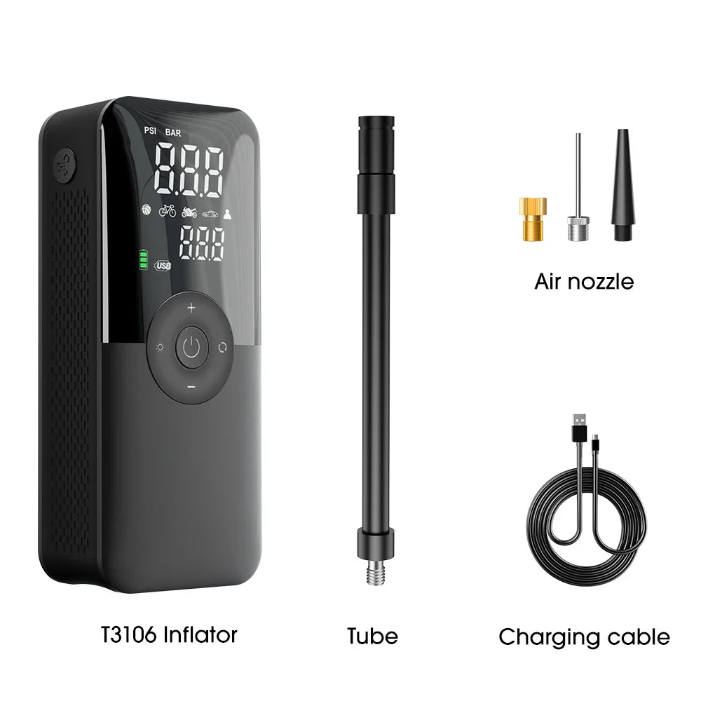 Cordless Digital Tire Inflator – Rechargeable Portable Air Compressor for Car, Bike & Motorcycle