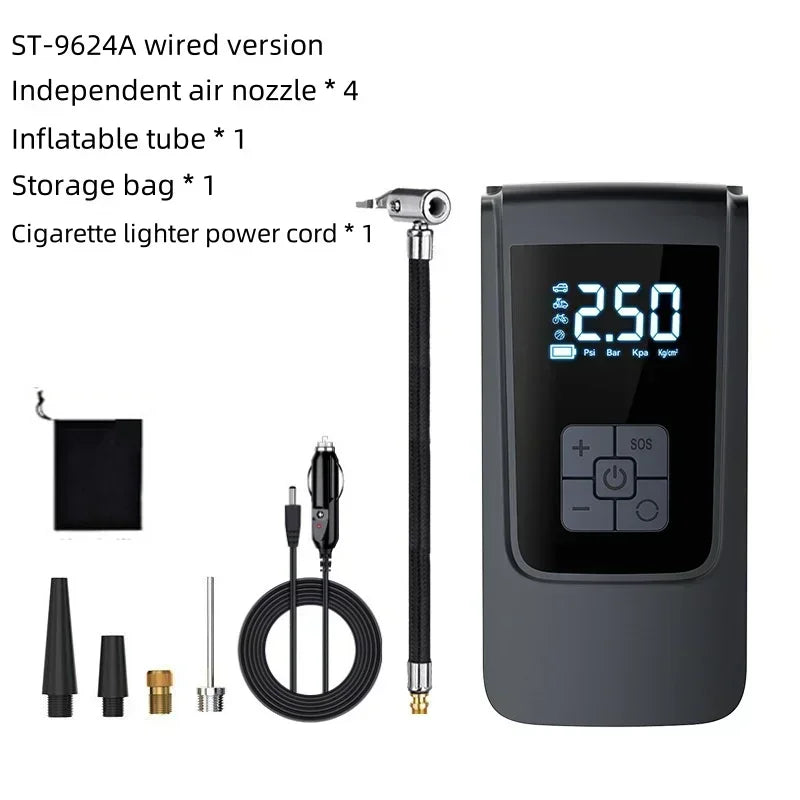 Portable Air Compressor for Car – 12V Electric Tire Inflator for Cars, Motorcycles & Bikes