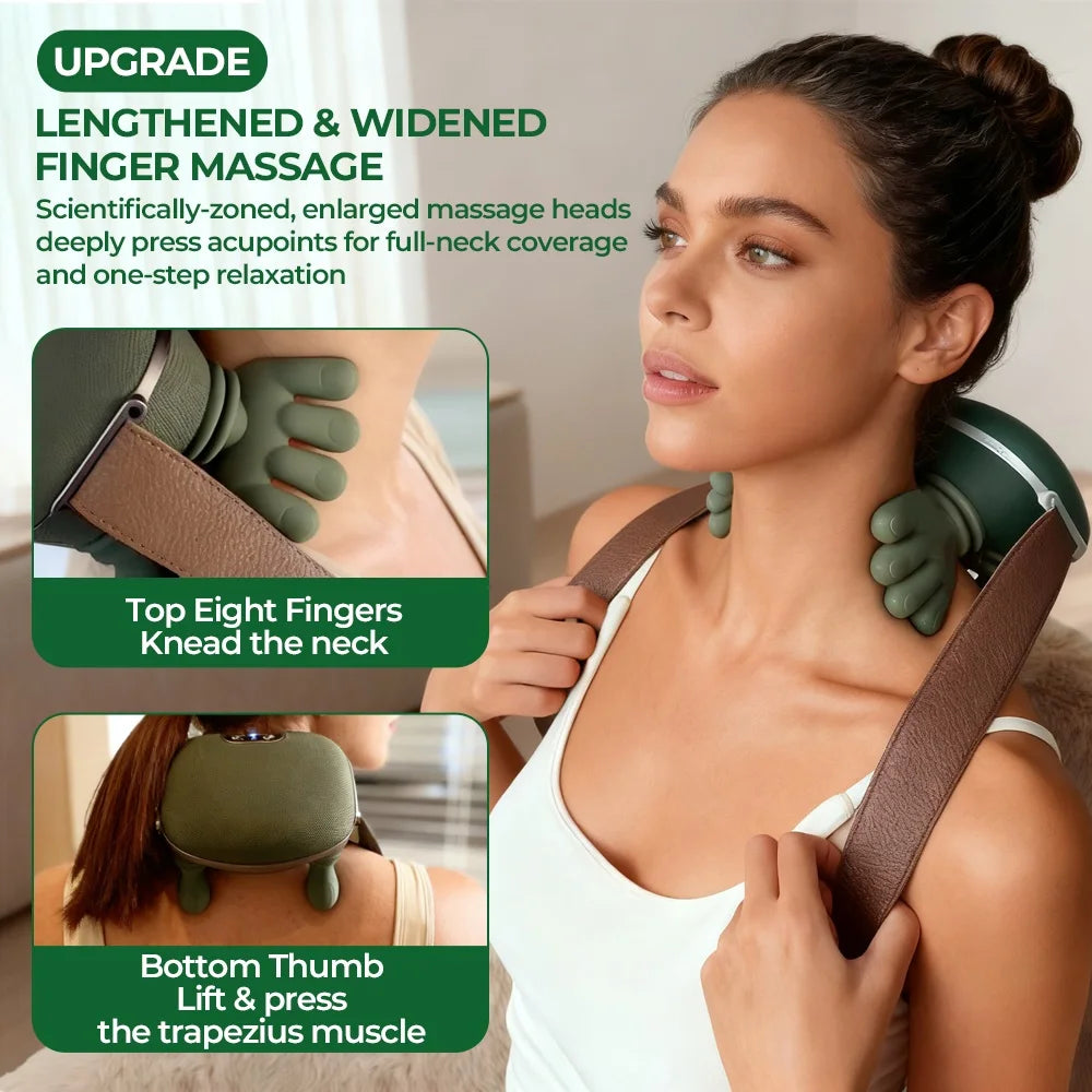 Wireless Deep Tissue Neck & Shoulder Massager – Bionic Finger Kneading, Cervical & Trapezius Pain Relief