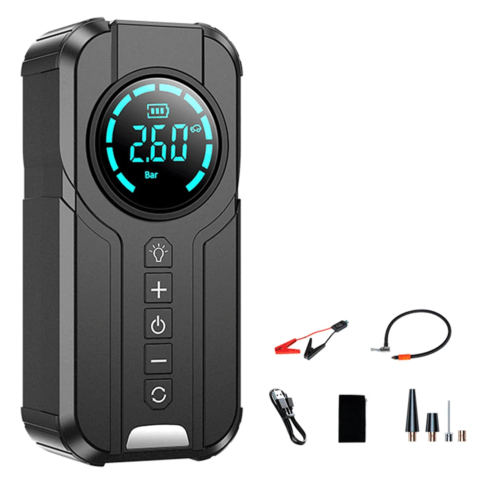 6000Mah 4-in-1 Car Jump Starter with Air Compressor, Power Bank & LED Flashlight – 1000A Peak Booster