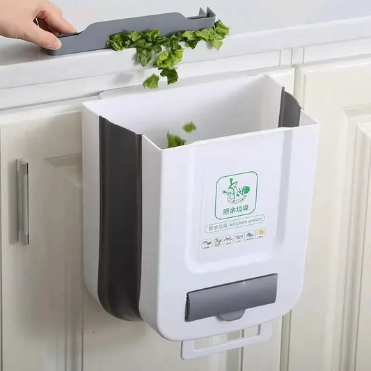 1-2PCS Kitchen Garbage Bin Hanging Foldable Household Sanitary Bin Cabinet Door Wall Mounted Storage Bin for Kitchen Trash Can