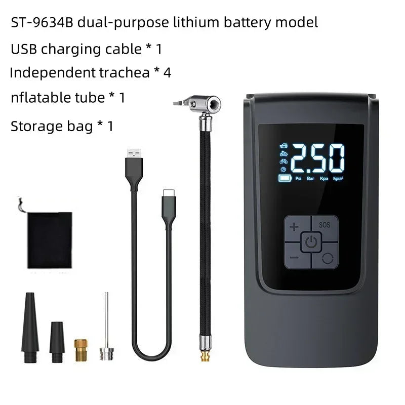 Portable Air Compressor for Car – 12V Electric Tire Inflator for Cars, Motorcycles & Bikes